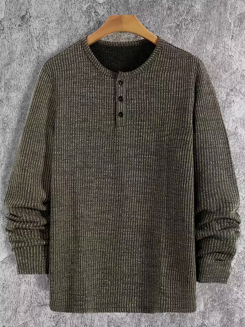 Men's Ribbed Knit Henley Sweater