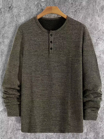 Men's Ribbed Knit Henley Sweater