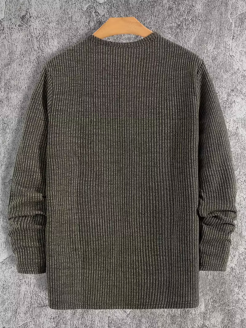 Men's Ribbed Knit Henley Sweater